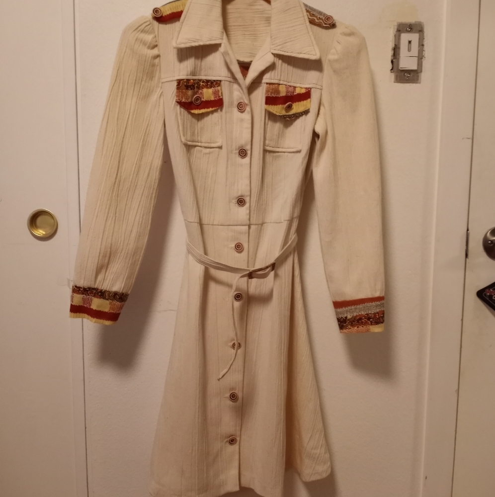 Vintage, western style aline dess w/ pocket & belt size:0-2